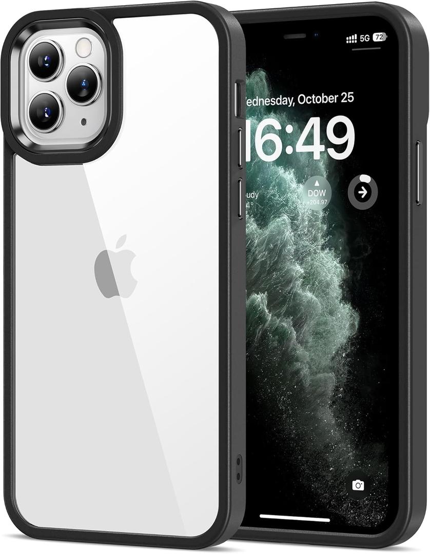 HOOMIL Case for iPhone 11 Pro 5.8-Inch, Non-Yellowing, Drop Protection, Anti-Scratch Transparent Hard Back Phone Cover - Black
