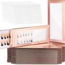 Yeaqee 100 Pieces Empty Nail Package Box with 100 Pcs White Background Papers Empty Nail Tip Box Packaging with 240 Pcs Adhesive Double Sided Tape Set for Press on Business Salon(X-Large)