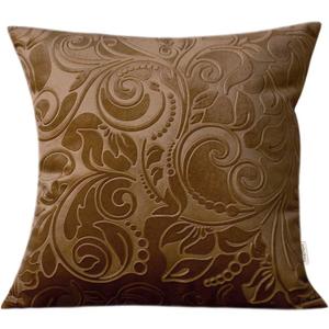 TangDepot Heavy Velvet Embossing Throw Pillow Cover, Classis Floral Anaglyph Velvet Fabric, Decorative Pillow Cover, Indoor/Outdoor Pillows Shell, Cushion Cover - (18" x 18", C11 Almond)