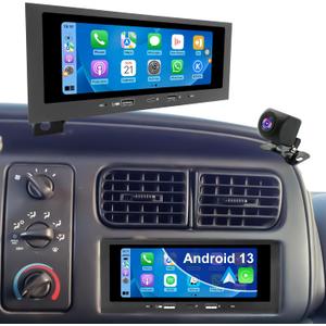 Car Radio for Dodge Ram 1500/2500/3500 19942002, Jeep Wrangler 1997-2002, Grand Cherokee 1993-1998, Dakota 1987-2000, Caravan 1984-2000, 6.86" Touchscreen Stereo Carplay Android Auto GPS FM BT Camera