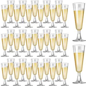 SUREHOME Plastic Champagne Flutes 40 Pack Disposable Champagne Glasses 5.5 Oz Clear Plastic Mimosa Glasses Wedding Cocktail Cups Bulk for Engagement Birthday Graduation Decorations 2025 Party Supplies