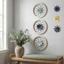 AIM & GGKK 3 Piece Round Farmhouse Wall Decor Set with Interchangeable Metal Flower, 12 Inch Rustic Wall Art for Living Room, Kitchen, Dining Room, Bedroom Modern Farmhouse Style