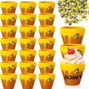 Yungyan 24 Pack Mini Honey Bee Pots with Bee Charms for Cupcake Planter Ceramic Honey Jars for Baby Shower Guests Wedding 1st Birthday Party Favors (Classic Style)