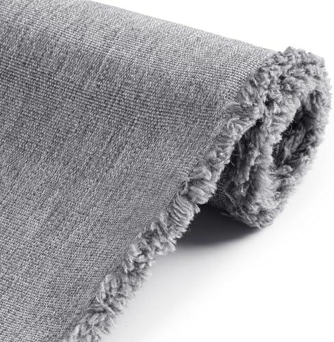 Foreate 600D Waterproof Canvas Fabric by The Yard 58” W Outdoor Upholstery Fabric for Chairs Indoor Polyester Material Patio Cushion Furniture Cover DIY Sewing, 1 Yard Light Grey