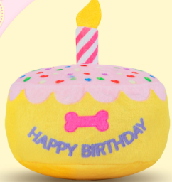 FurtasticFinds Dog Birthday Cake Toy 5.9", Larger Plush Dog Gift with Electronic Music Box, Plays Happy Birthday Song & Puppy Bark Melody, Party Decoration for All Breeds Dogs, Pink