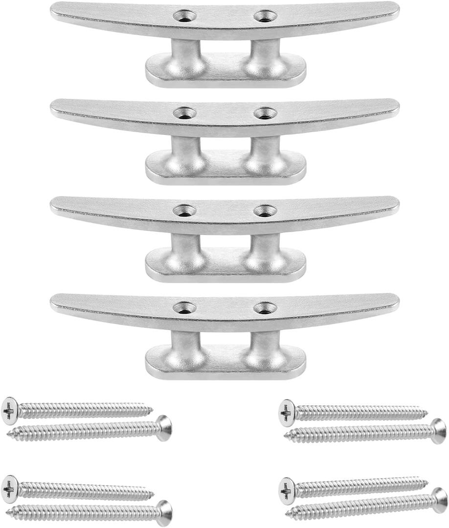 Boat Cleat, 4 inch / 6 inch 304 Stainless Steel Dock Cleat-Ideal for Marine, Deck, Nautical Decor (4 Pack/ 6 Pack)