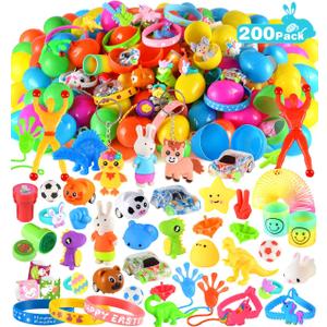 200 Pack Prefilled Easter Eggs with Toy Inside, Filled Plastic Easter Eggs, Surprise Eggs with Assorted Toys, Easter Egg Hunt, Easter Basket Stuffers, Party Favors Bulk for Kid/Toddler/Boy/Girl