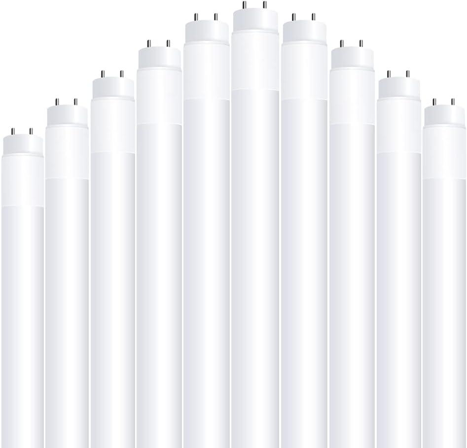 Feit Electric T848/850/B/LED/2/5 4FT T8 LED Tube Light, Type B Ballast Bypass, Ballast Removal Required, 18W=32W, 5000K Daylight, Double-End Powered, F32T8 Fluorescent Tube Replacement, UL, Pack of 10