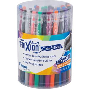 Pilot FriXion ColorSticks Erasable Gel Ink Pens, Fine Point 0.7 mm, Assorted Colors, Pack of 36, Erasable Pens - Ideal for School, Journaling, & Office Writing