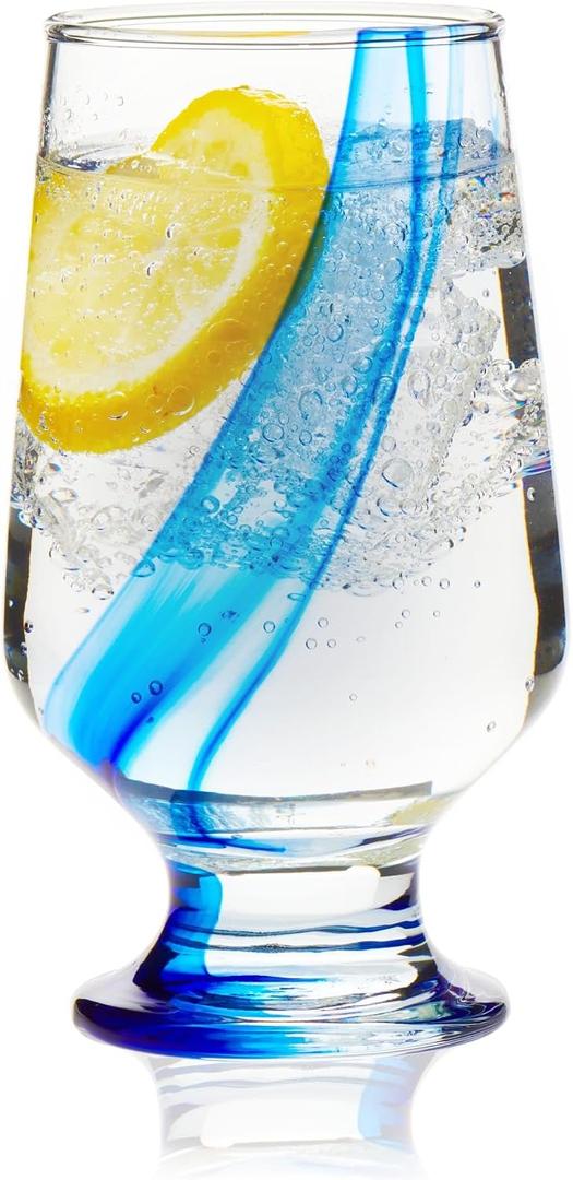 Libbey Blue Ribbon Goblet Glasses, Artisan Inspired, Durable Water Goblets Set of 8, Clear, Stemmed Water Glasses to Showcase Sodas, Cocktails, 12.8 Ounces