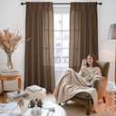 YoungsTex Brown Linen Curtains 84 Inches Long for Living Room - Chocolate Semi Sheer Drapes Light Filtering with Rod Pocket Back Tab for Bedroom, 2 Panels, 52 X 84 Inch