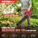 HEINPRO Cordless Leaf Blower Up to 500CFM Compatible with Milwaukee M18 Battery (Tool Only), Electric Leaf Blower Cordless with 5 Speed Modes, Battery Powered Leaf Blowers for Lawn Care, Yard