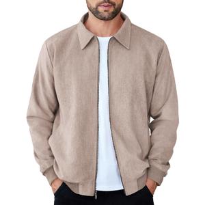 COOFANDY Mens Suede Jacket Casual Stylish Leather Bomber Jacket Lightweight (Brown, XXL)