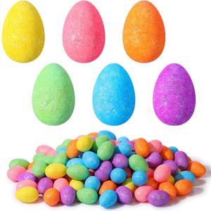 Wenqik 120 Pcs 2.36" Foam Easter Egg for Crafts Small Easter Eggs Artificial Foam Easter Decor for Easter Holiday Game Activities Photo Props Home Supplies(Glitter Style)