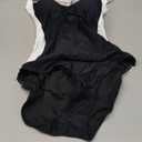 Eomenie Women's Tummy Control One Piece Swimsuit Slimming Lace Up Back Bathing Suit V Neck Swimwear M (Black, White)