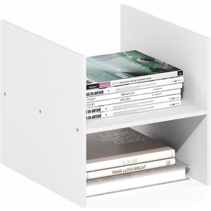Furinno Cubicle Cube Insert, H-Shelf Cube Organizer, 2-Tier Shelf Accessory, Fits into Furinno Triple Thick Cubes, IKEA Kallax, for Organizers and Storage, White