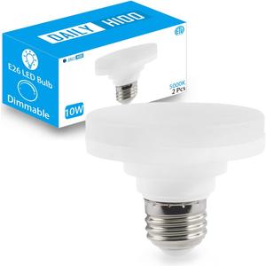 LED Puck Light Bulb with E26 Screw, Mini Flat Light Bulb, 10W Equivalent CFL 75W, Dimmable, 1100LM, 5000K, E26 Medium Base, ETL Listed, Low Profile Squat Bulbs for Home Fixture. (5000K, 2 Pack)