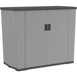 Suncast Outdoor Storage Shed for Patio and Garden, Backyard Oasis, 130 Gallon, Dove Gray