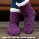 cosyone1997 Women's Fuzzy Slipper Socks with Non-slip Grippers, Cozy & Unique Gifts (Large-X-Large, Purple)