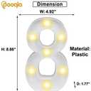 Decorative Led Light Up Number Letters, White Plastic Marquee Number Lights Sign Party Wedding Decor Battery Operated Number (8)