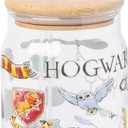 Silver Buffalo Harry Potter Hogwarts Platform 9 3/4 Gryffindor Hedwig Glass Jar Tumbler with Bamboo Lid and Glass Straw, 16 Ounces