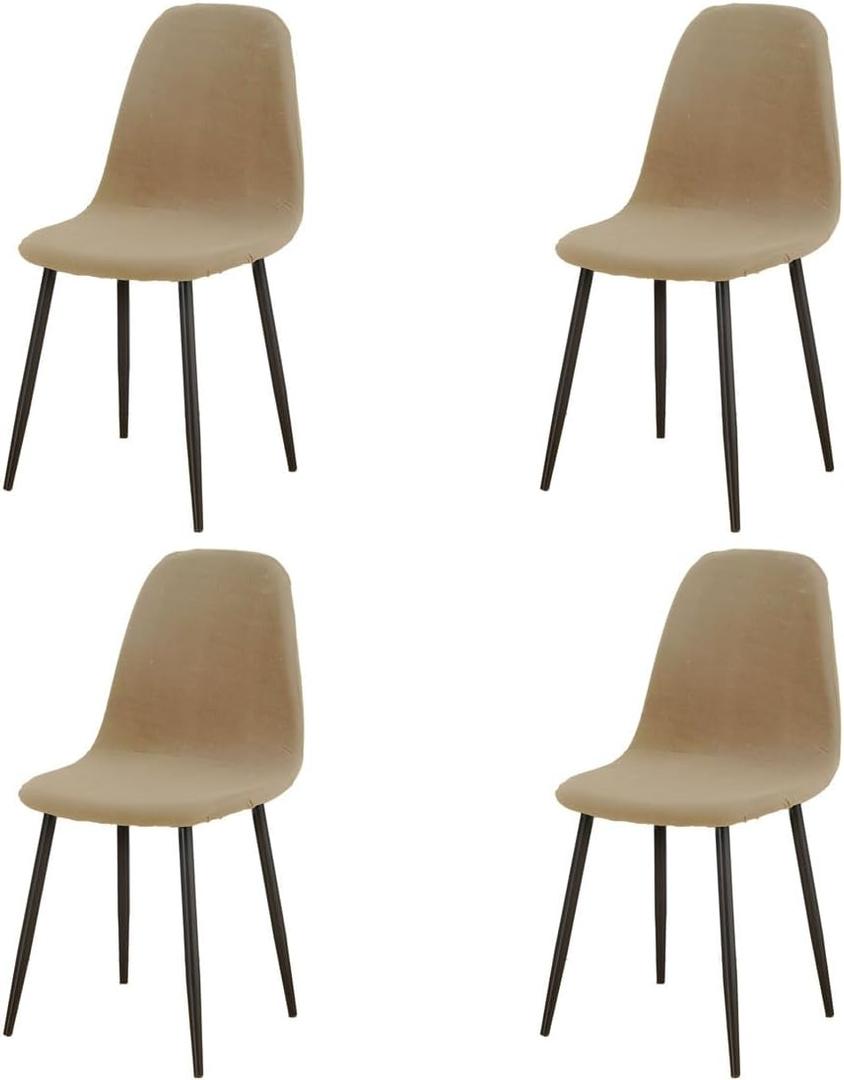 4 Pack Spandex Mid Century Modern Shell Chair Covers Reusable Armless Dining Seat Chair Covers for Kitchen Home Bar Hotel Party Banquet Living Room (Khaki)