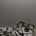 6-Light Dining Room Chandelier Over Table, 21.7'' Black Farmhouse Drum Light Fixtures for Living Room Bedroom, Round Metal Wood Grain Finish, Modern Hanging Pendant Lighting