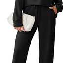 INSPARK 2 Piece Sets for Women 1/2 Zip Sweatsuit Loose Fit Sweatshirt Straight Leg Pants 2025 Matching Outfit Fall Tracksuit
 M