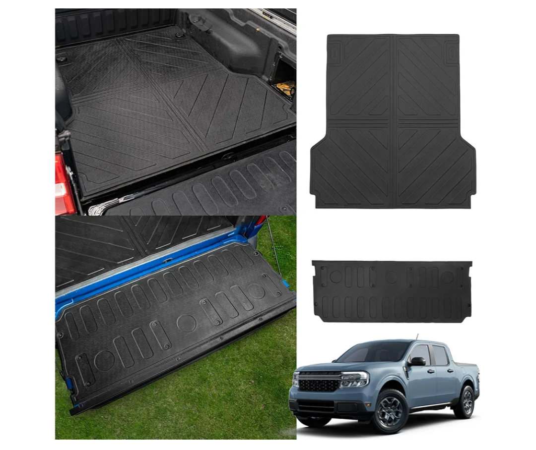 Truck Bed Mat Compatible with 2022 2023 2024 2025 Ford Maverick Bed Liner Protector Tailgate Protector Cargo Mat TPE Cargo Linder for Ford Maverick Accessories (Truck Bed Mat+Tailgate Mat)