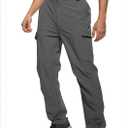 LINLANG EN Mens Cargo Pants Water Resistant Lightweight Quick Dry Work Pants Travel Fishing Climbing Outdoor Hiking Pants Dark Grey 40