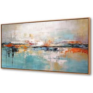 DZL Art WKA75175 Abstract Canvas Print Wall Art Blue White Red Painting Wall Decor Canvas Art Print Artwork Framed for Living Room Bedroom Bathroom Kitchen Office Wall Decor (60"L x 30"W)