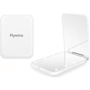 Compact Mirror, 1x/3x Magnification Mini Mirror for Purse, Pocket, Handheld, Stocking Stuffers, Travel Makeup, 2-Sided Foldable, Small Mirror with Led Lights (White)