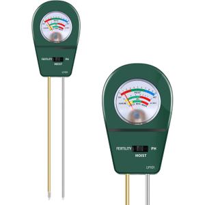 3 in 1 Soil Tester, Soil Fertility Test, Measure pH of Garden, Lawn Care, Potted, Horticultural Soil Moisture Meter Sensor, No Battery (Green)