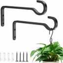 6 Inch 2 Pack Heavy Duty Outdoor Plant Hangers for Plants, Iron Plant Brackets with Metal Plant Hooks for Hanging Lantern, Bird Feeder (Black)
