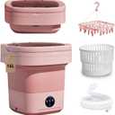 Portable Washing Machine 16L Foldable Mini Washer with Drying Rack,Spin Basket,Top Fill Port,Water Inlet Hose&Drainage Pipe–Compact Collapsible Laundry Set for Small Clothes,Apartments,Dorms,Travel&RV