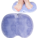 YVPSI Shower Foot & Back Scrubber, Wall Mounted Massage Pad, Silicone Bath Massage Cushion Brush with Suction Cups for Body Scrubber Improve Foot Circulation & Soothes Tired Feet (Blue)