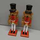 Thyle 2 Pieces 9.8 Inch Christmas Wooden Nutcracker Figures Xmas Large Nutcracker Soldier Christmas Holiday Soldier Ornament on Stand for Xmas Holiday Garden Lawn Pathway (Bear Style)