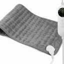 Heating Pad, Electric Heating Pad 24"X12" for Back Neck Shoulder Belly Heating Technology, Ultra-Soft Moist & Dry Therapy Heat Pad with 10 Temperature Settings 3 Timer, Automatic Switch-Off, Grey