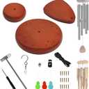 Wind Chime Replacement Parts, 28 PCS Windchime Repair Kit Including Round Top, Clapper, Wind Catcher, 19.6FT Nylon Cord, DIY Wind Chime Supplies (Light Brown)