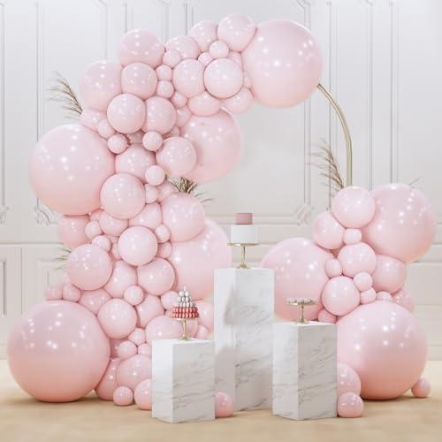 PartyWoo Pale Pink Balloons 100pcs Different Sizes of 18 12 10 5 Inch Light Pastel Baby Pink Balloon Arch Kit for Engagement Bachelorette Baby Shower Easter Birthday Party Decorations Pink-Q01