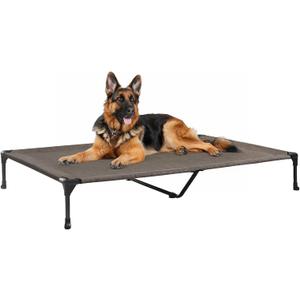 Veehoo Outdoor Elevated Dog Bed Large Sized Dogs, XL Cooling Raised Dog Cots Beds Training Platform Off Ground Hammock with Breathable Mesh, No-Slip Feet, 49"x33", Brown