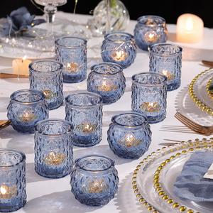 11pcs Assorted Blue Votive Candle Holders, Tea Lights Candle Holder for Wedding Decor, Blue Candle Holders for Table Centerpiece, Bridal Shower, Baby Shower Decorations