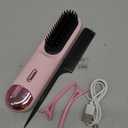 Go Brush Pro for Short Hair 2026 Hair Straightener Brush 300M Negative Ions,Portable Cordless Straightening Comb for Women,Fast Heating 4 Temps for FrizzFree Smooth Hair Travel Gift Light Pink