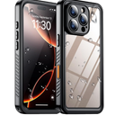 Temdan Compatible with iPhone 16 Pro Max Case Waterproof, Builtin Screen & Camera Protector IP68 Underwater Full Body 16FT Military Dropproof Shockproof Phone Case 6.9"Black/Clear