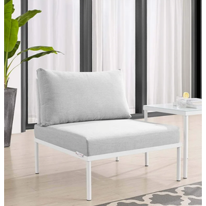 Modway Harmony Sunbrella® Outdoor Patio Aluminum Armless Chair in White Gray