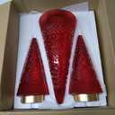 PHITRIC Christmas Decorations Indoor, 3 PCS Sparkling Glass Red Christmas Tree Table Centerpieces Decor with LED Lights and Timer, Xmas Tree Decorations for Home, Mantel, Shelf, Office, Tabletop