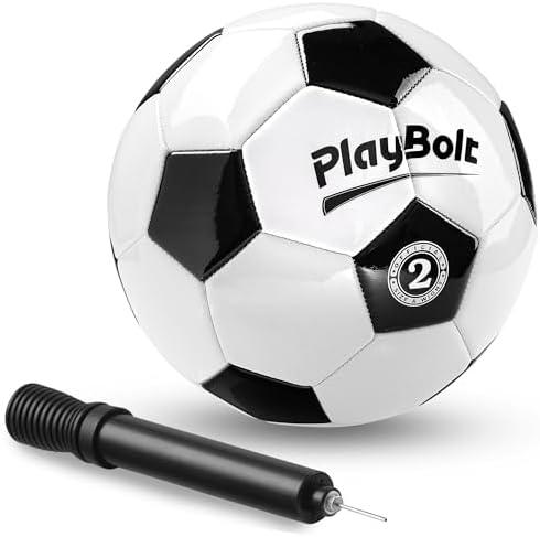 PlayBolt Soccer Ball Size 2/3/4 or 5 - Premium PVC Leather Cover - Youth Soccer Balls with Pump - Sports Training, Practice, Match & Game Ball for Kids, Toddlers, Teens & Adults (Pack of 1)