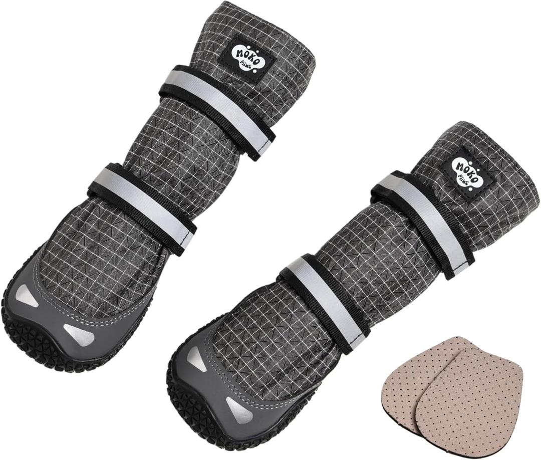 Dog Shoes, Tall Outdoor Dog Boots with Anti-Slip Natural Rubber Soles, Water-Repellent Paw Protection, Snow & Winter Boots, All-Weather Protect (Size 2 (2 Boots)) (SIZE 2 (2 BOOTS PER SET, NOT 4))