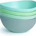 9.6'' Serving Bowls, Bamboo Fiber Salad Bowls Set of 4, 2.6Qt/84 Ounce, Large Bowls for Kitchen,Curvy Shape Big Deep Bowl for Salad,Vegetable,Fruit,Cereal, Lightweight & Easy to Clean(Multi Turquoise)
