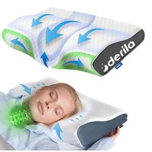 Derila Cervical Queen Size Pillow for Sleeping - Support Pillow for Side, Back, Stomach Sleepers - Contour Best Bed Pillows for Sleeping